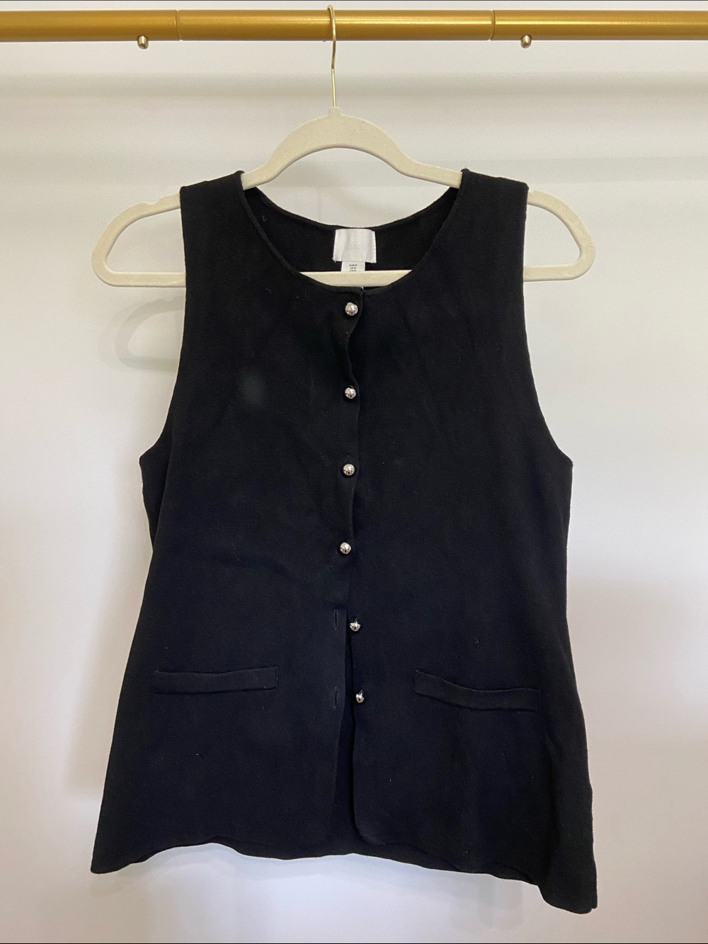 H&M Black Sleeveless Buttoned Vest with Silver Buttons